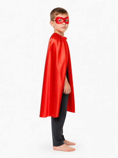Red Children’s Cape with Mask for Halloween side view