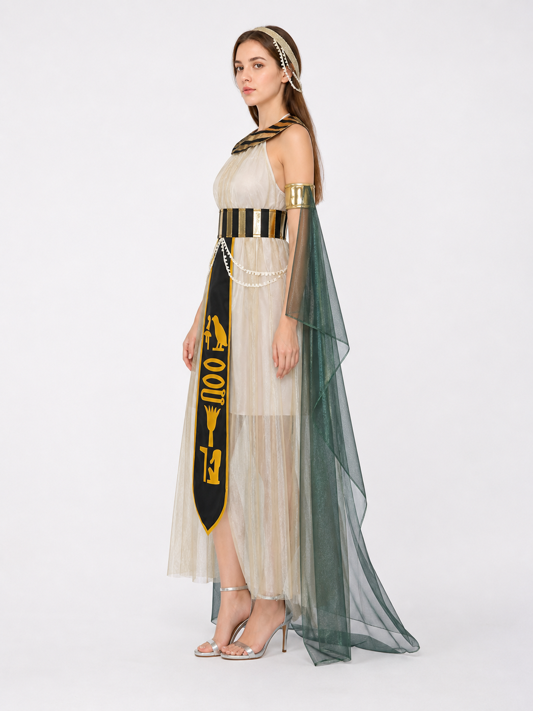 Cosplay Dress with Cape Sleeves and Belt side view
