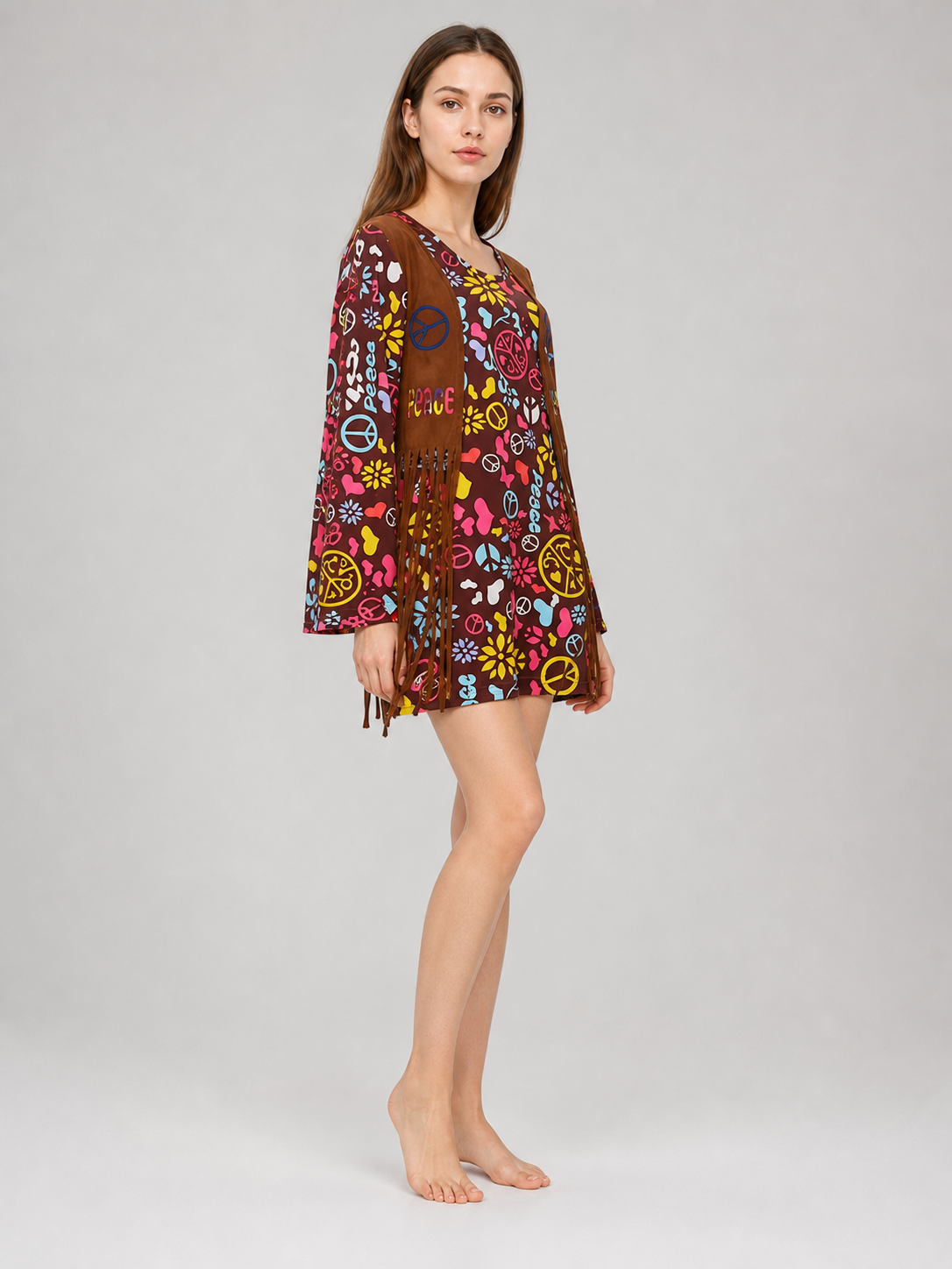 Fringed Carnival Costume with Colorful Print