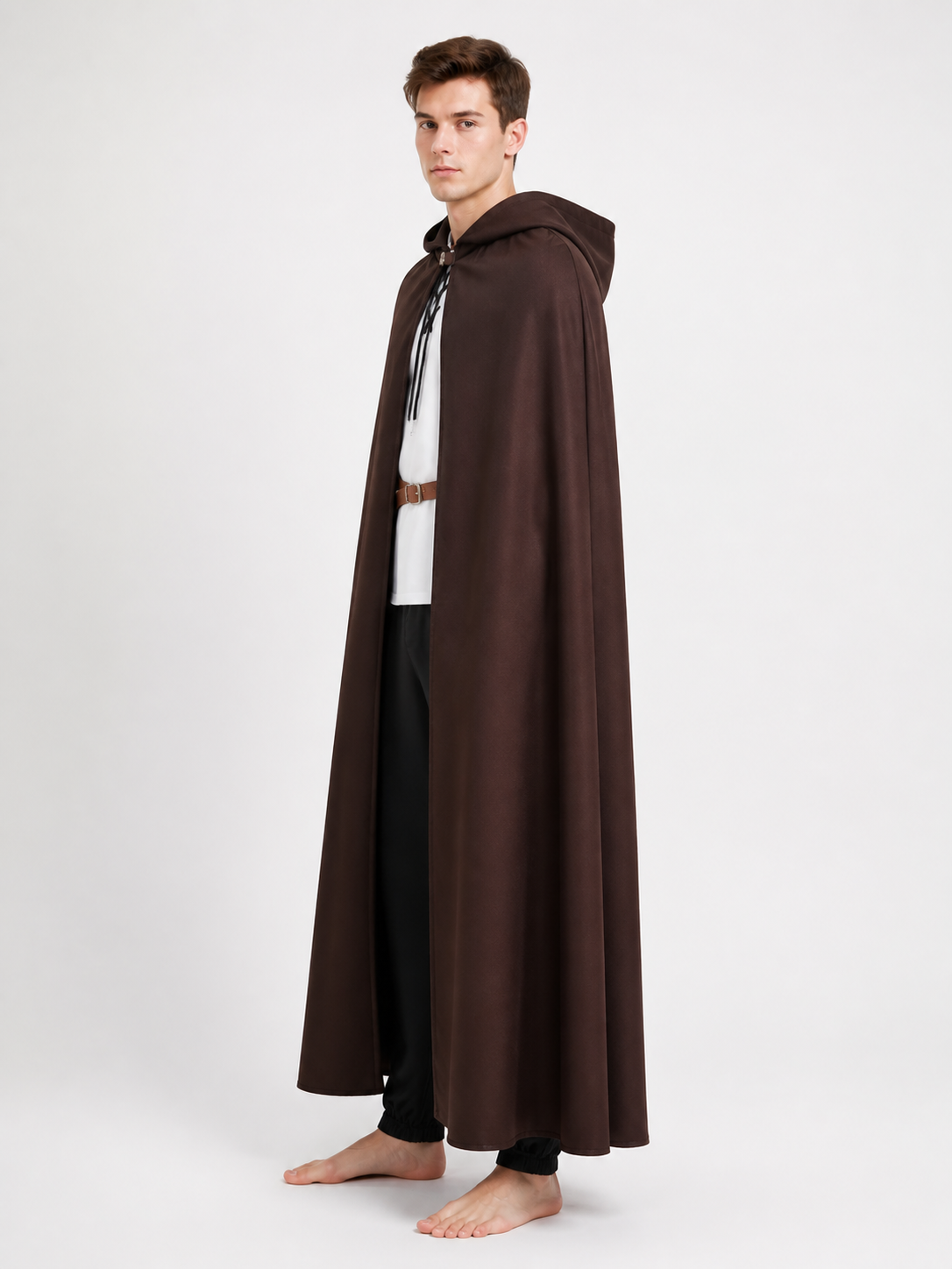 Long Hooded Cloak with Lacing side view