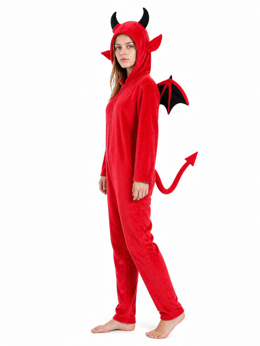 Children’s Devil Costume with Wings and Tail side view