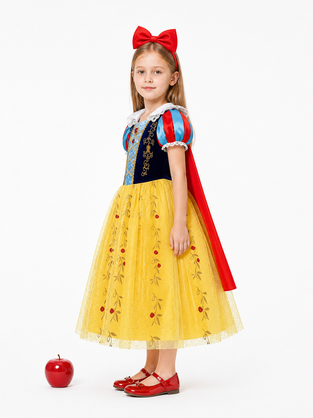 Snow White Princess Costume with Cape and Accessories side view