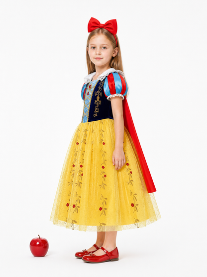 Snow White Princess Costume with Cape and Accessories side view