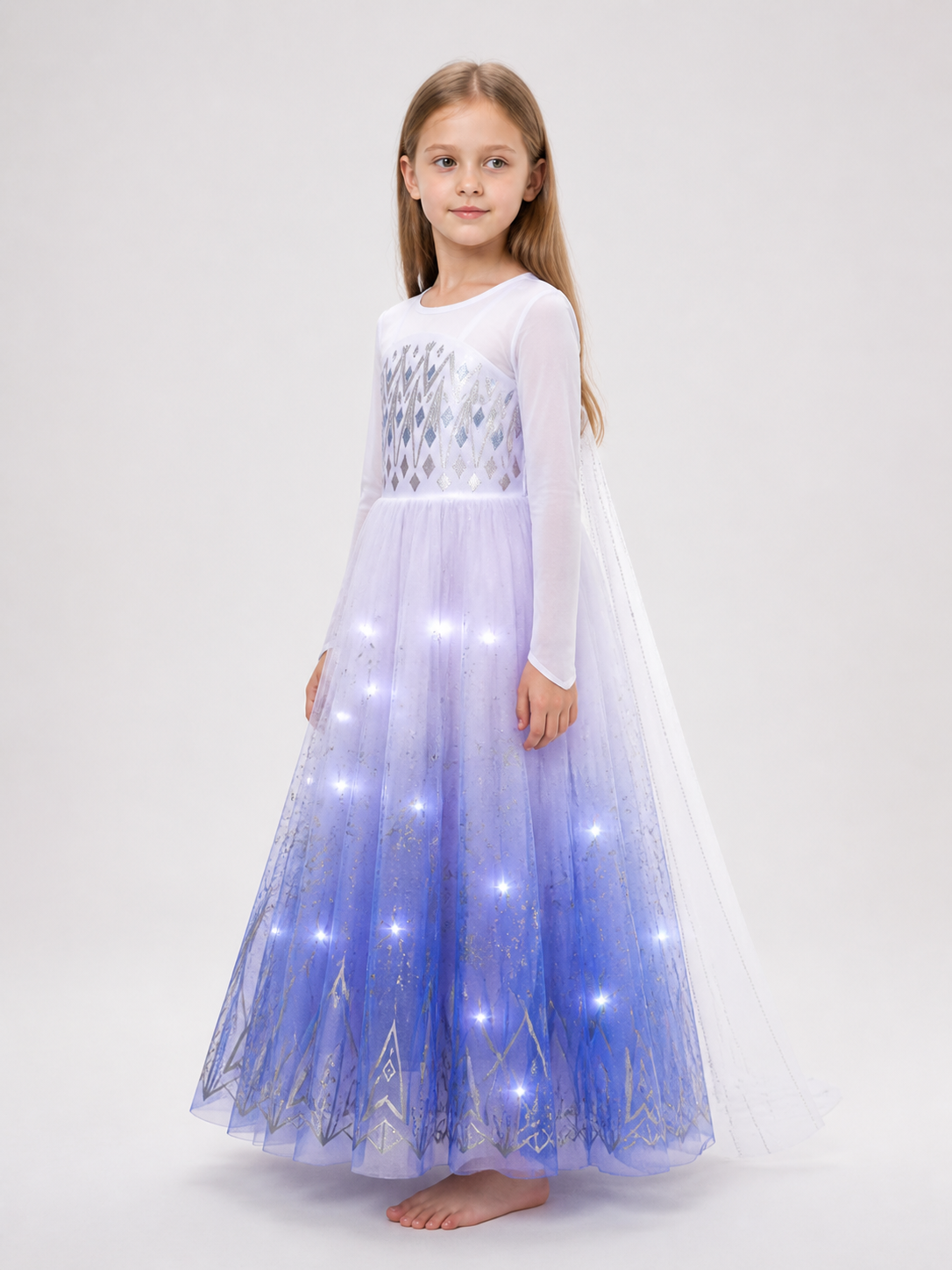 Glowing Snow Queen Carnival Dress for Cosplay side view