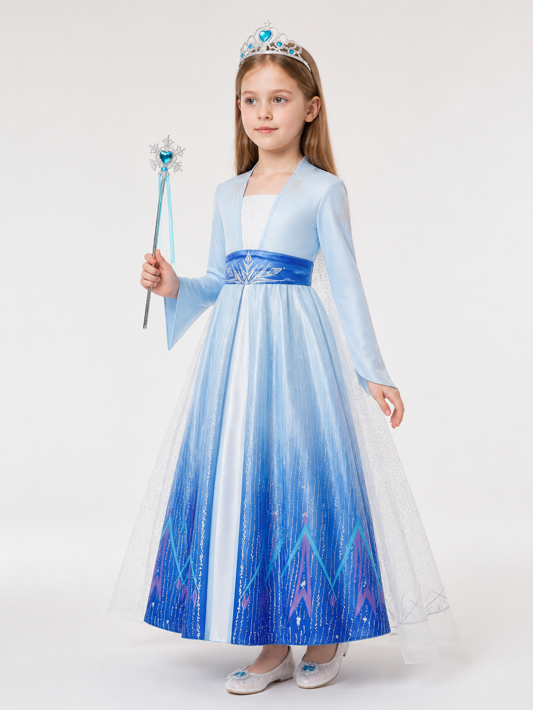 Blue and White Princess Costume for Halloween side view