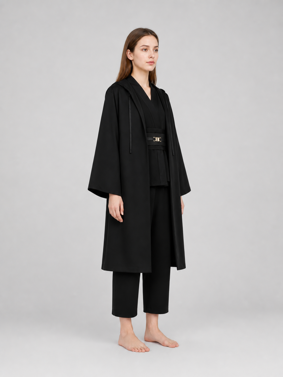Cosplay Costume: Black Layered Outfit with Cloak
