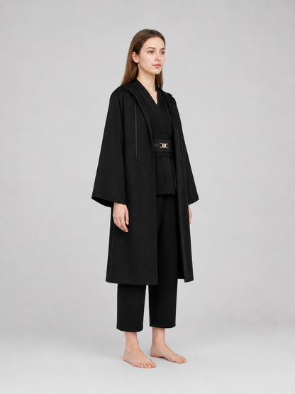 Cosplay Costume: Black Layered Outfit with Cloak