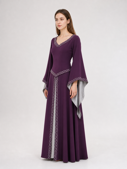 Long Fantasy-Style Dress with Bell Sleeves
