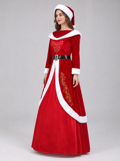Red and White Christmas Character Costume with Hat