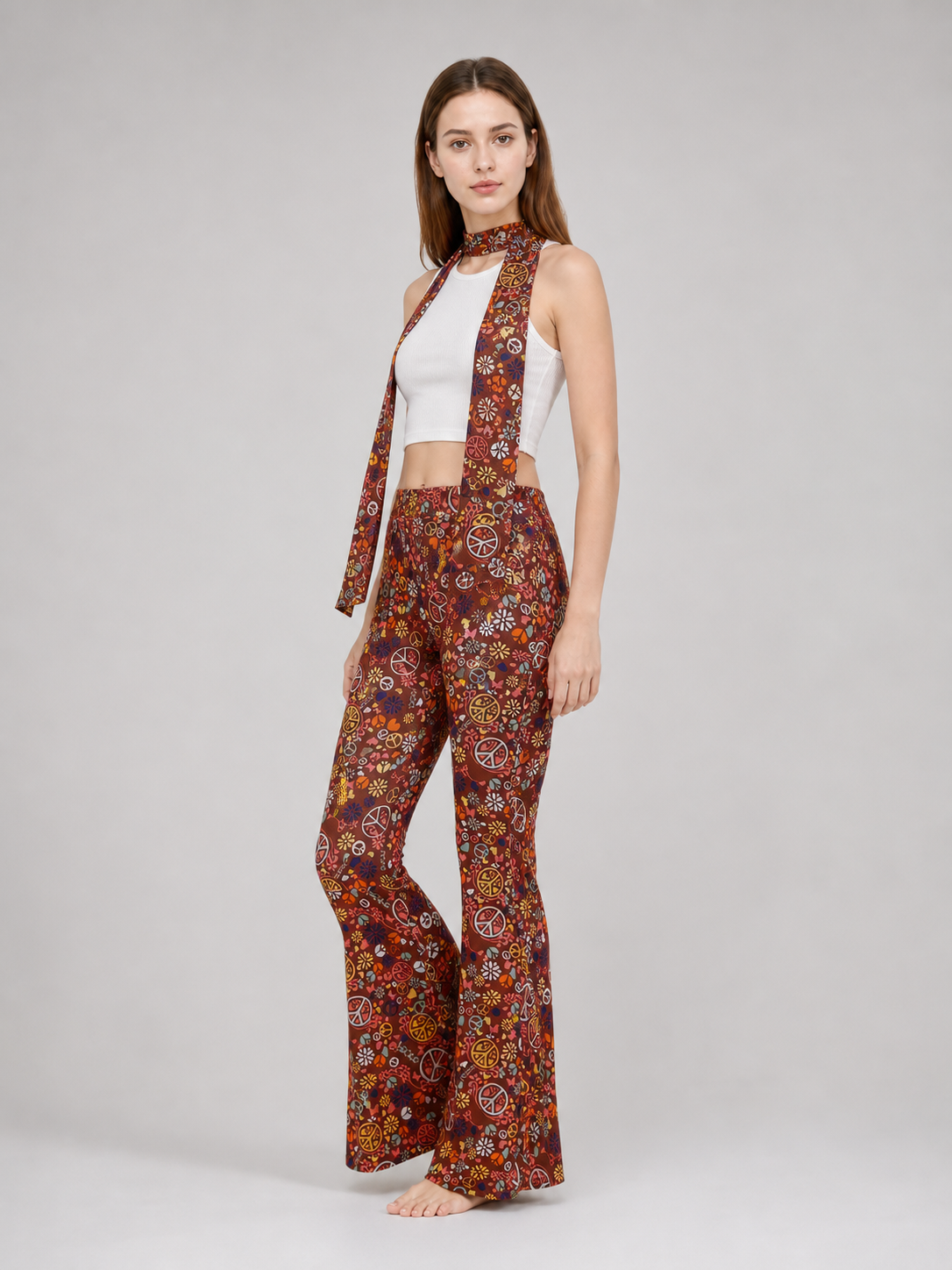 Hippie-Style Set with Bell-Bottom Pants and Accessories
