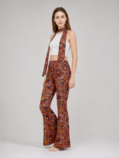 Hippie-Style Set with Bell-Bottom Pants and Accessories