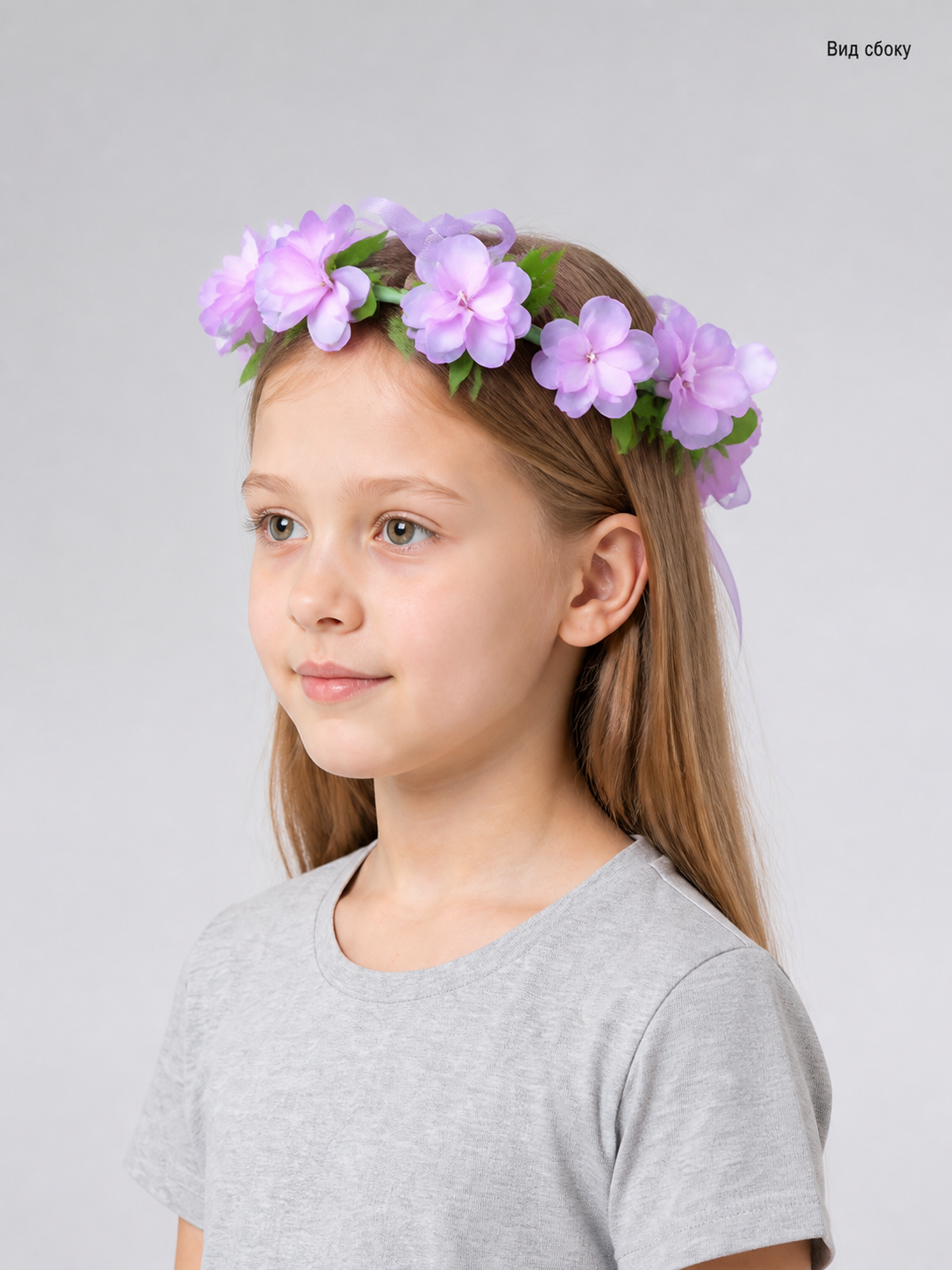 Halloween Carnival Headband with Purple Flowers side view