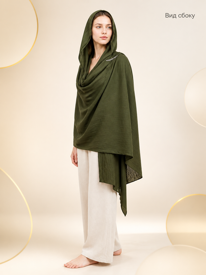 Green Carnival Hooded Cape side view 2