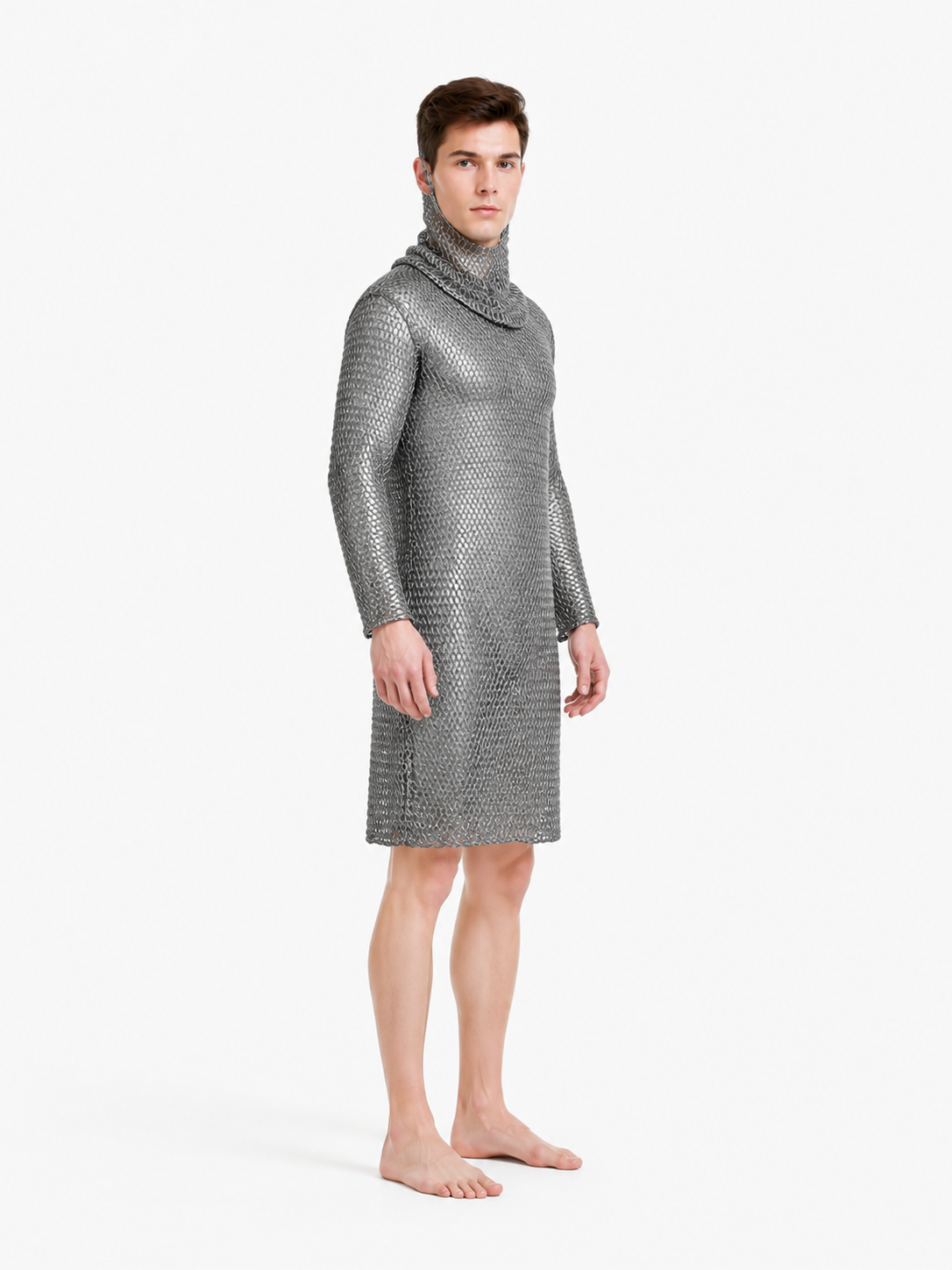 Hooded Long-Sleeve Dress, Above the Knee side view 2