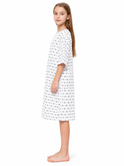 White Eleven Cosplay Dress with Black Flowers side view