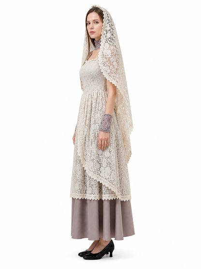 Lace Carnival Costume with Dress and Cape