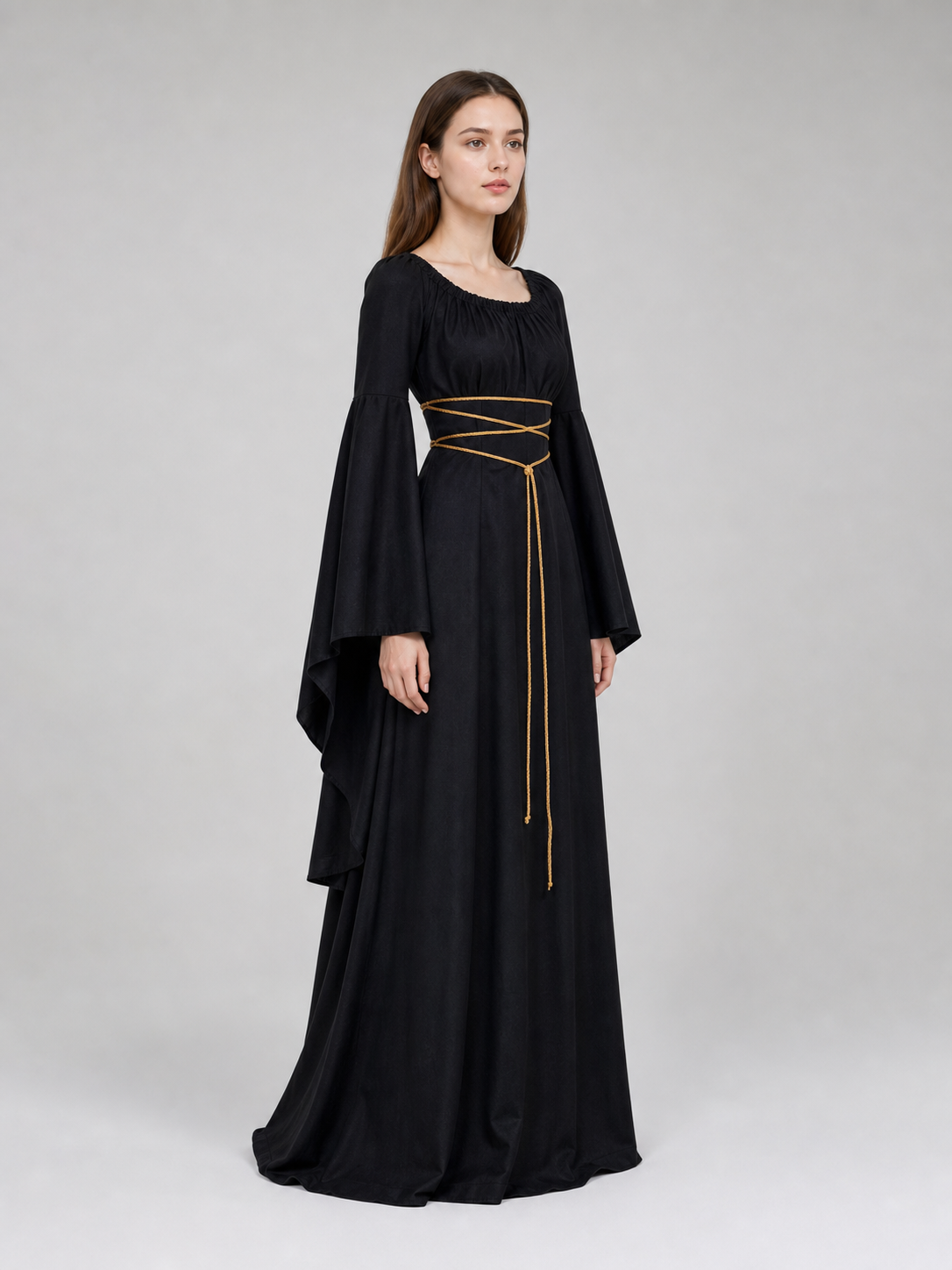 Gothic Maxi Dress with Long Sleeves