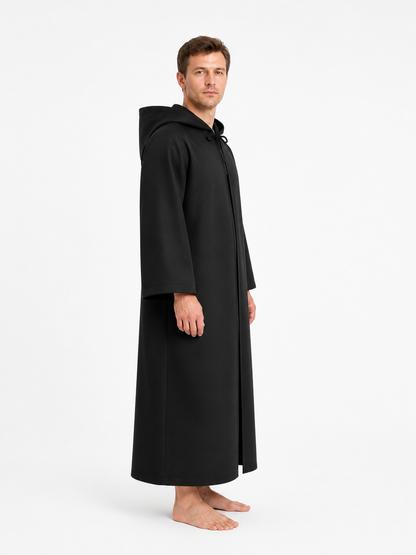Black Long Hooded Vampire Cloak for Halloween side view