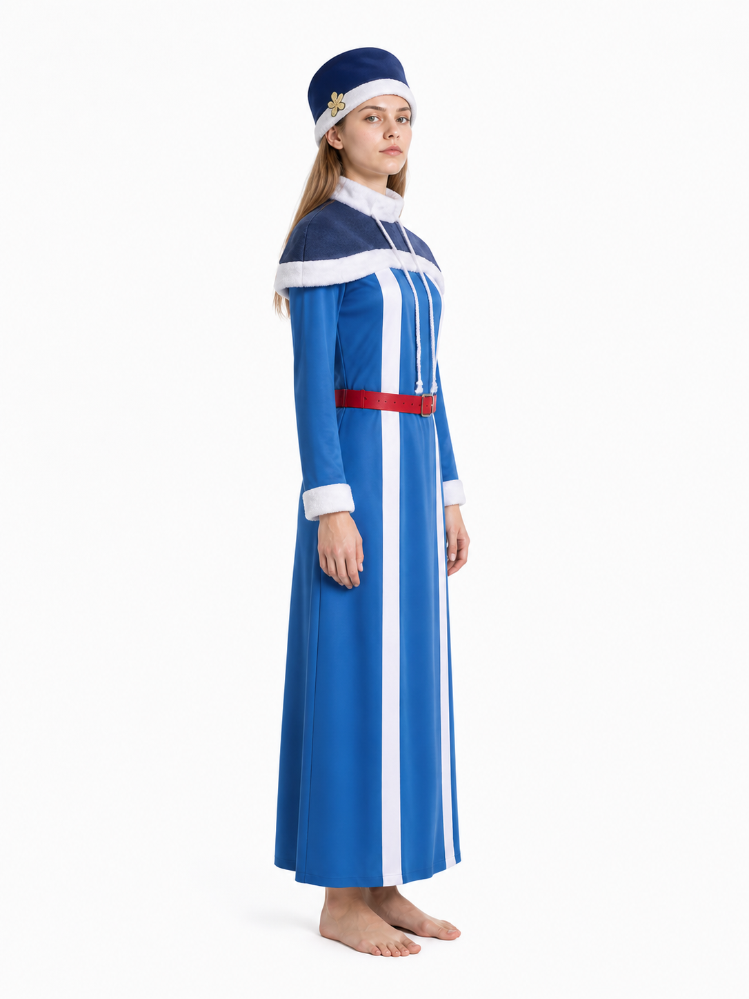 Juvia Cosplay Jumpsuit with Cape and Belt side view