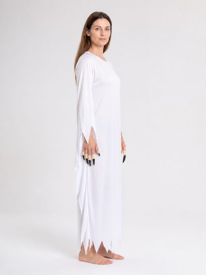 White Zombie Costume, Long Robe with Jagged Edges