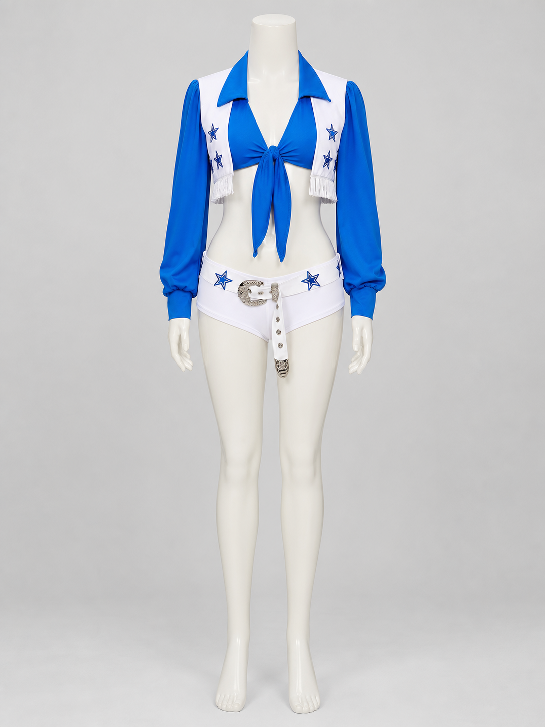 Blue and White Stage Costume with Stars and Fringe