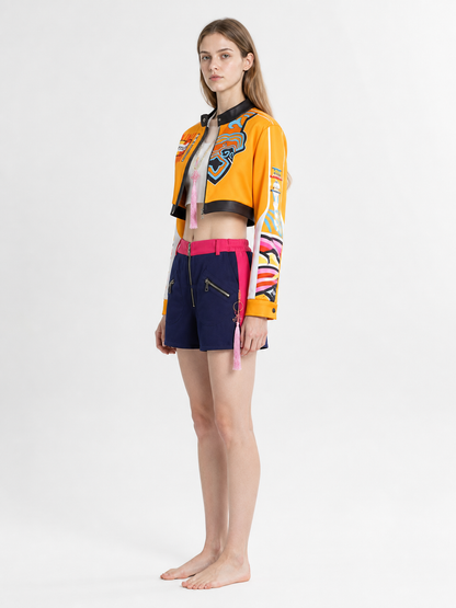 Cosplay Costume: Jacket, Shorts, Top, and Accessories side view