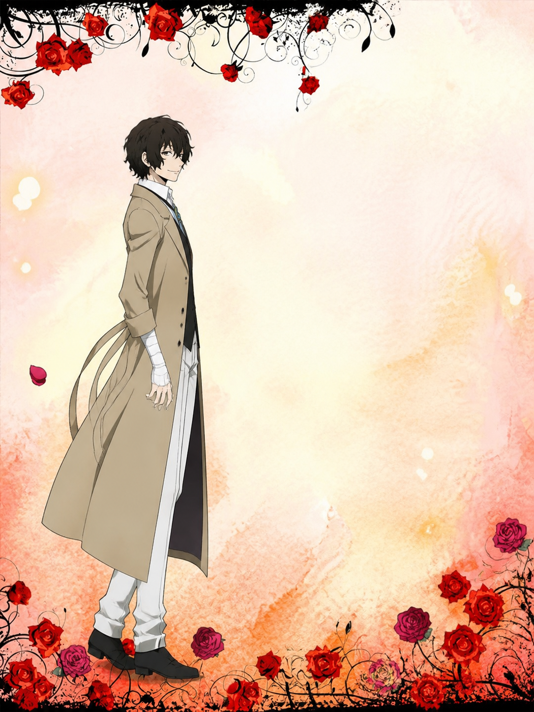 Osamu Dazai Cosplay Costume with Long Coat side view