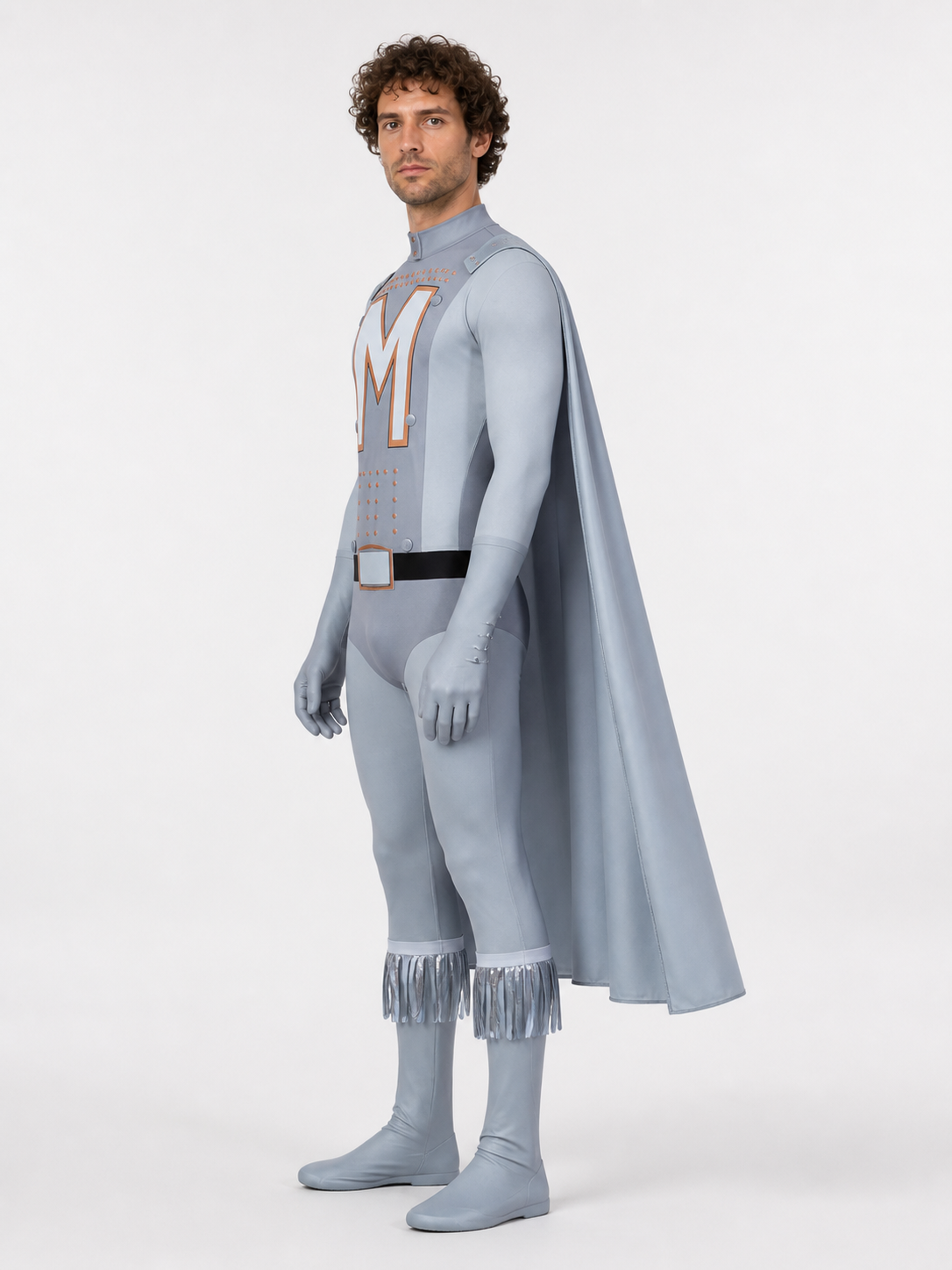 Megamind Character Costume with Cape and Gaiters side view