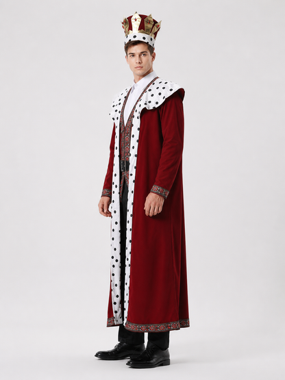 Medieval King Costume with Cape and Crown side view