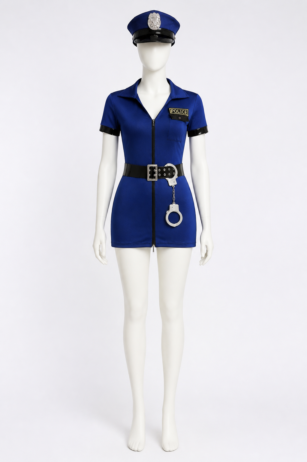 Dark Blue Police Officer Jumpsuit with Zipper side view