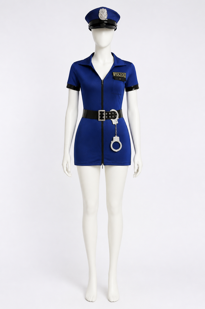Dark Blue Police Officer Jumpsuit with Zipper side view