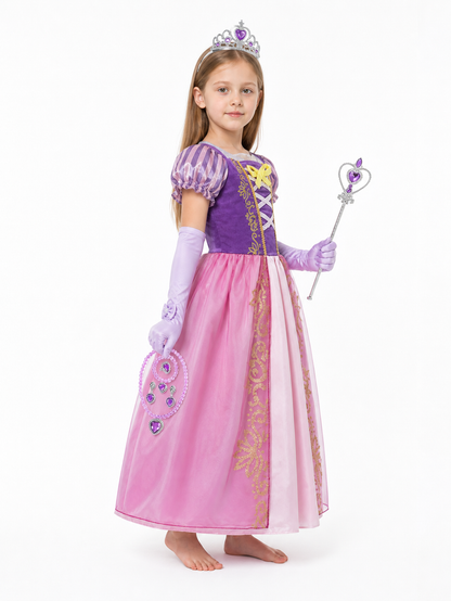 Princess Costume with Crown and Magic Wand side view