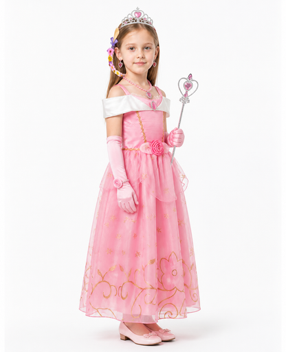 Princess Costume with Crown and Magic Wand side view