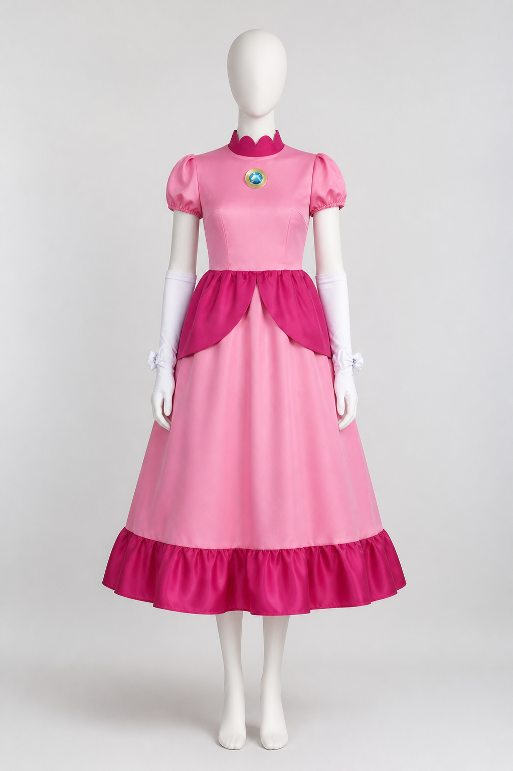 Costume Dress with Brooch and Long Gloves side view