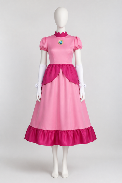 Costume Dress with Brooch and Long Gloves side view