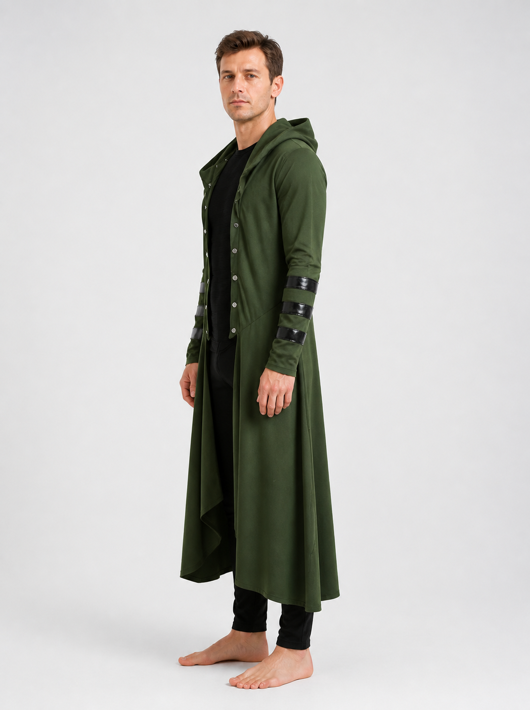 Gothic Hooded Coat with Buttons side view