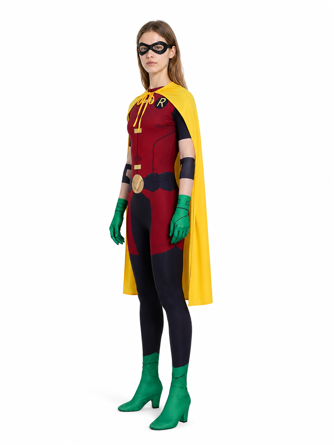 Robin Cosplay Jumpsuit with Cape and Mask