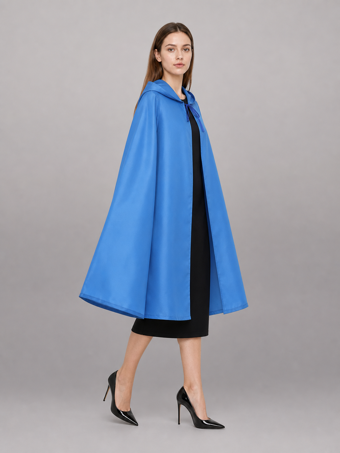 Long Blue Hooded Carnival Cloak