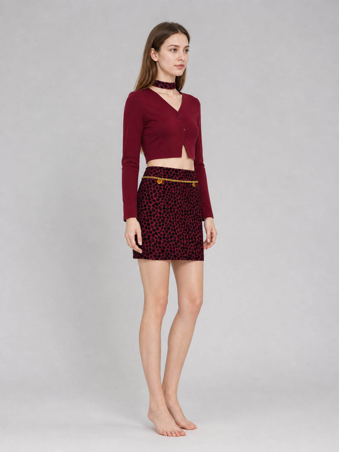 Mary Cosplay Costume: Burgundy Top and Skirt