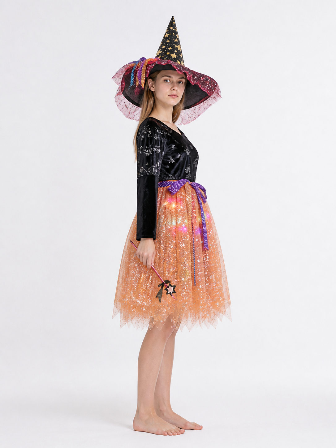 Costume Set with Pointed Hat and Wand side view