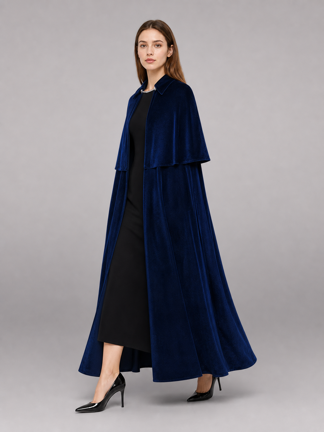 Long Dark Navy Carnival Cloak