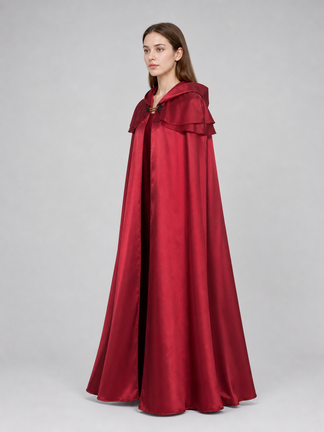 Red Hooded Cape Cloak with Pendant