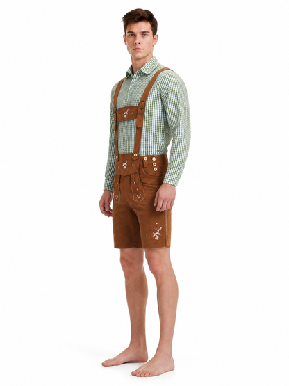 Historical Costume with Suspenders, Green and White Plaid