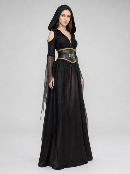 Gothic Halloween Costume with Dress and Belt
