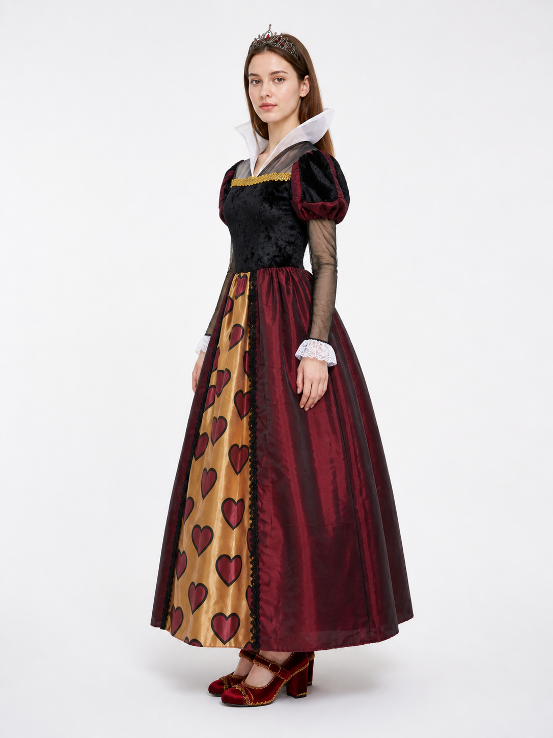Stage Costume with Full Skirt, Sleeves, and Lace side view