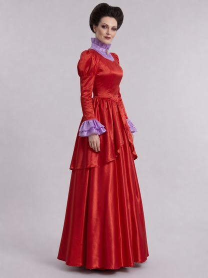 Red Queen Stage Costume with a High Collar