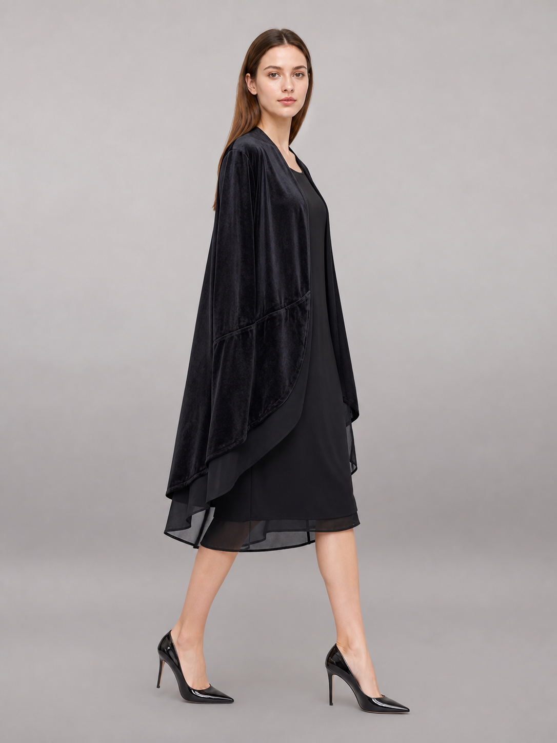 Black Carnival Cloak with Long Sleeves