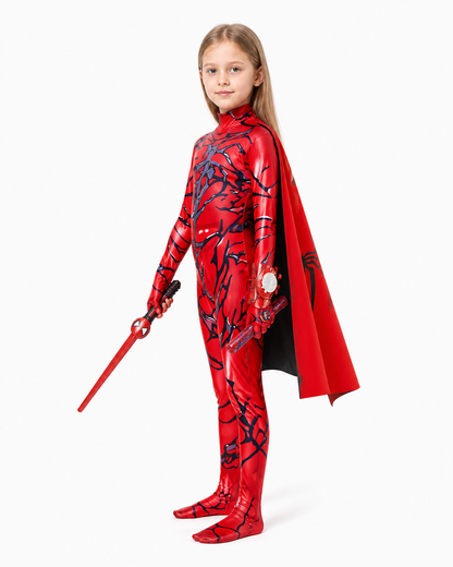 Red Spider-Man Costume with Mask and Cape side view