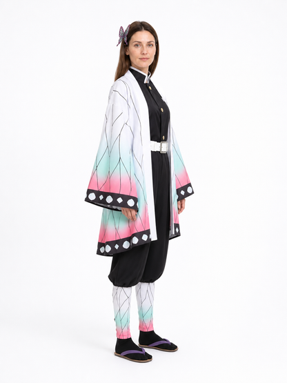 Cosplay Costume with White Cape and Butterfly side view