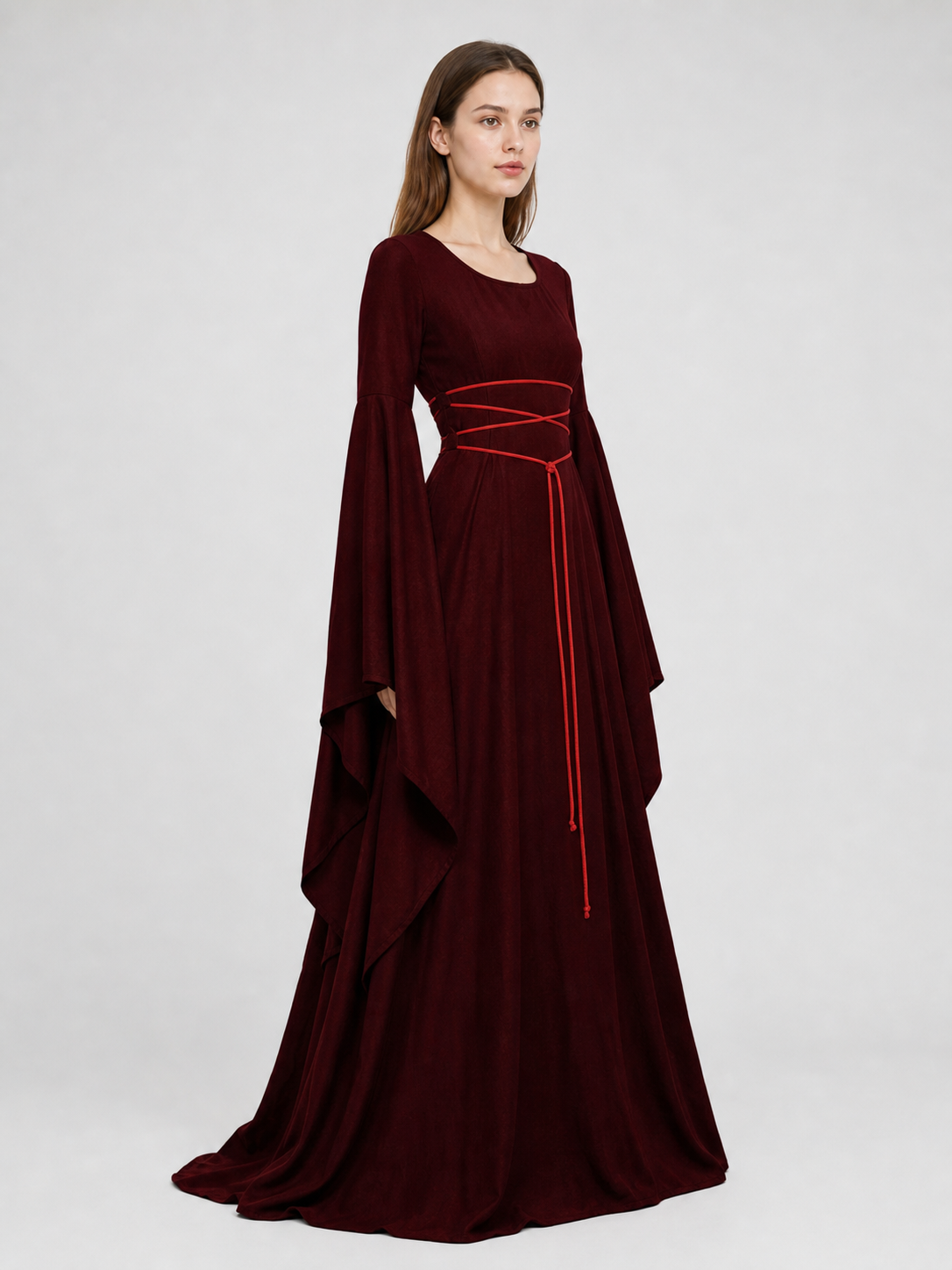 Maxi Dress with Corset Lacing and Ruffles